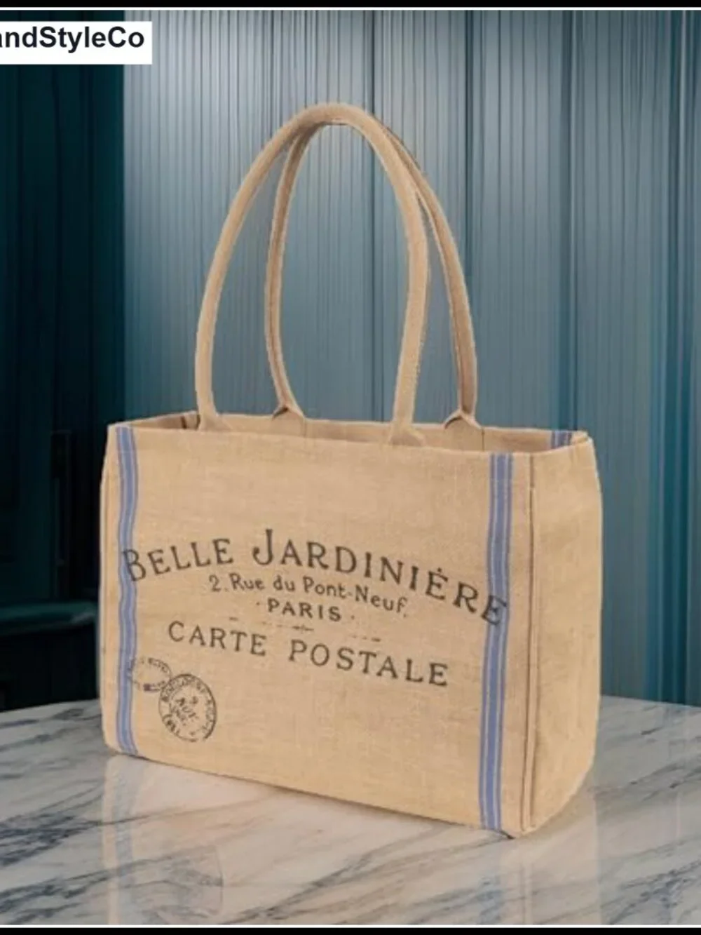 Jute Market Tote Bag with Handles Reusable Grocery Beach Bag
